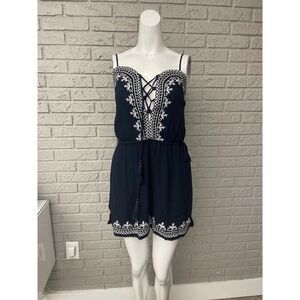 Romeo + Juliet Couture Navy Blue & White Mini Boho Dress Size S NWT